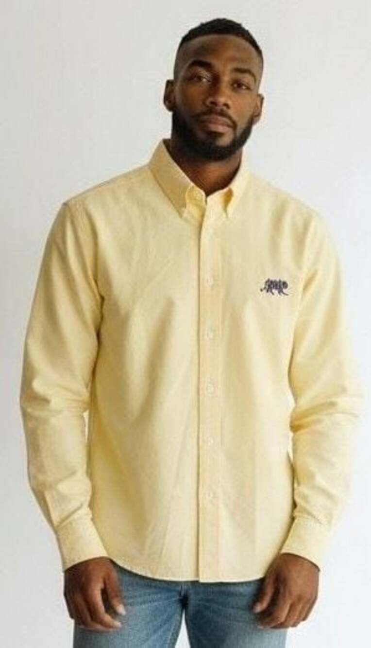 Pennington & Bailes Yellow Long Sleeve Button Down Shirt with LSU Tiger Sz L